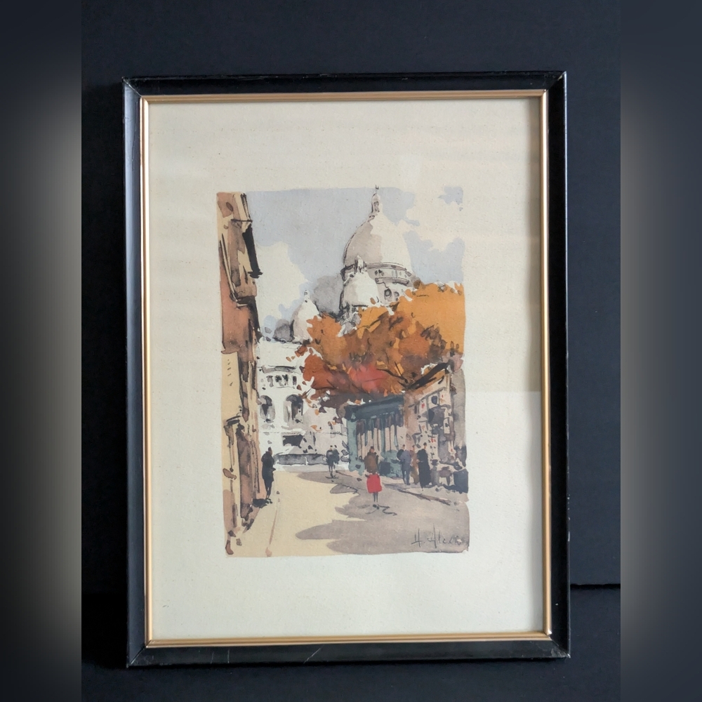 Paris Vintage H. Alexis Sacre-Ceur Basilica France Mid-Century Framed Art Print